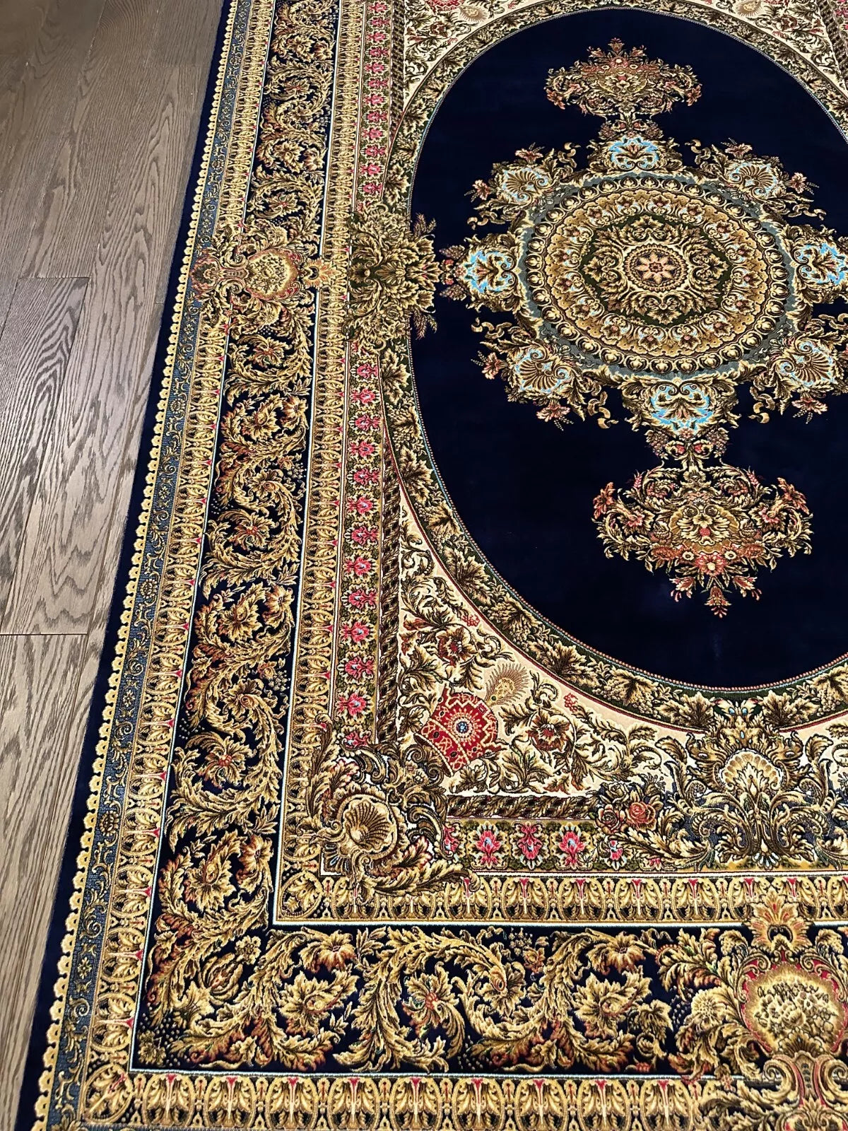 Stunning Floral Design Silk Rug 7.38 X 4.92 Sqft